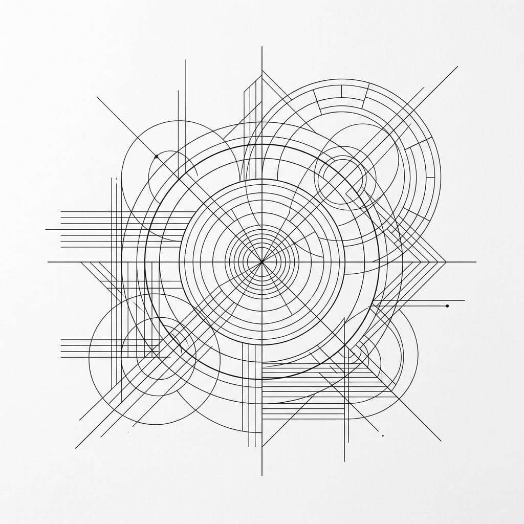 Minimalist geometric line art representing software architecture
